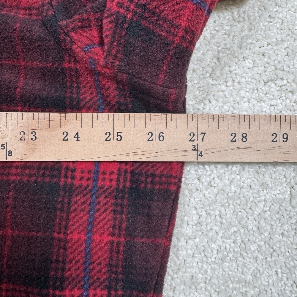 Eddie Bauer Fleece Button Down Flannel Men's TXL Tall Plaid Red Front Pockets - Picture 5 of 7